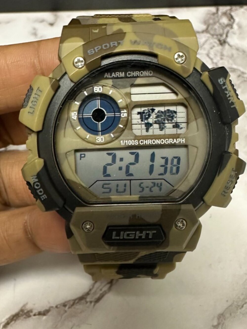 3/$30 George Camoflauge Digital Watch Men Green 45MM Round Dial Chrono